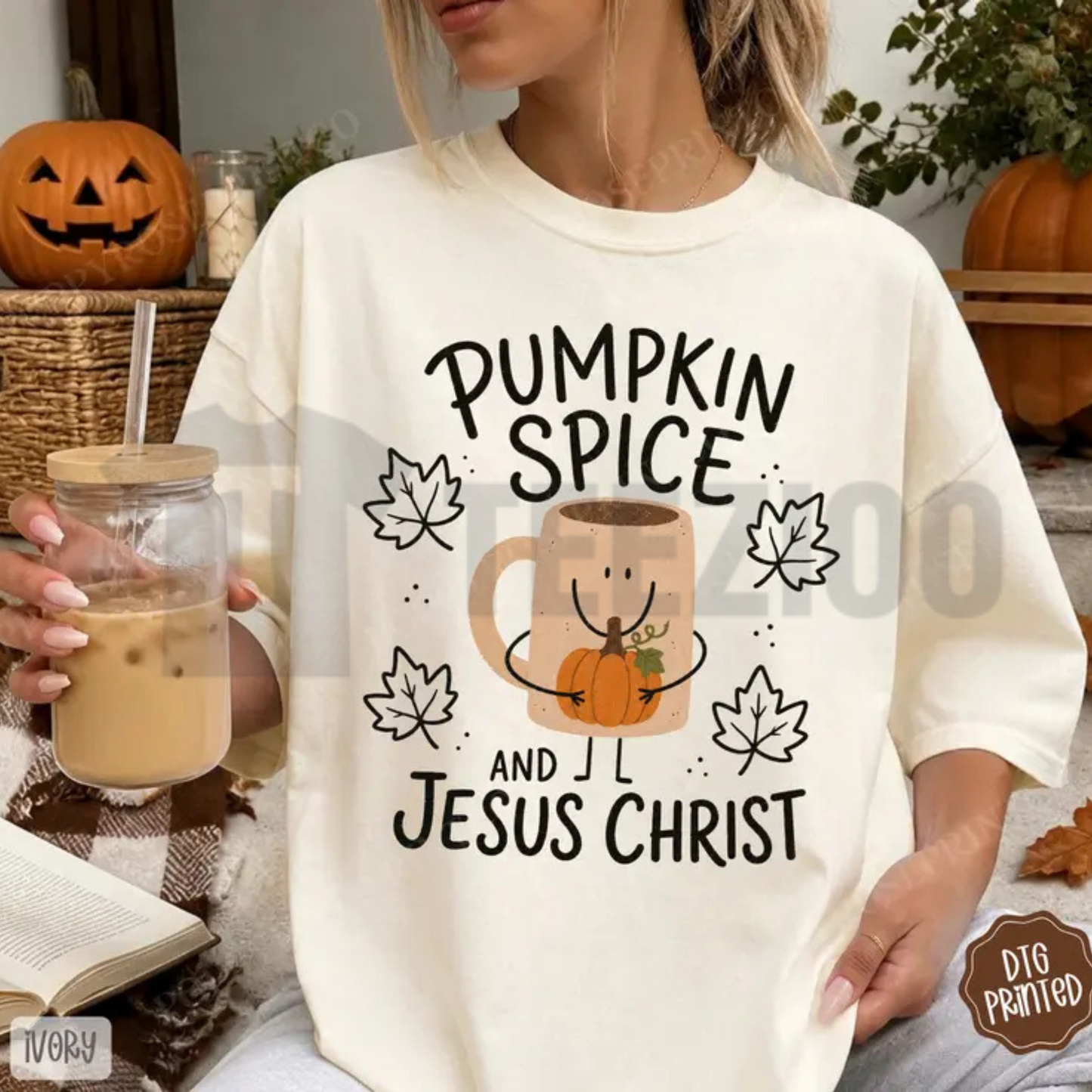Pumpkin Spice & Jesus Christ Shirt - Retro Fall Faith Graphic Tee