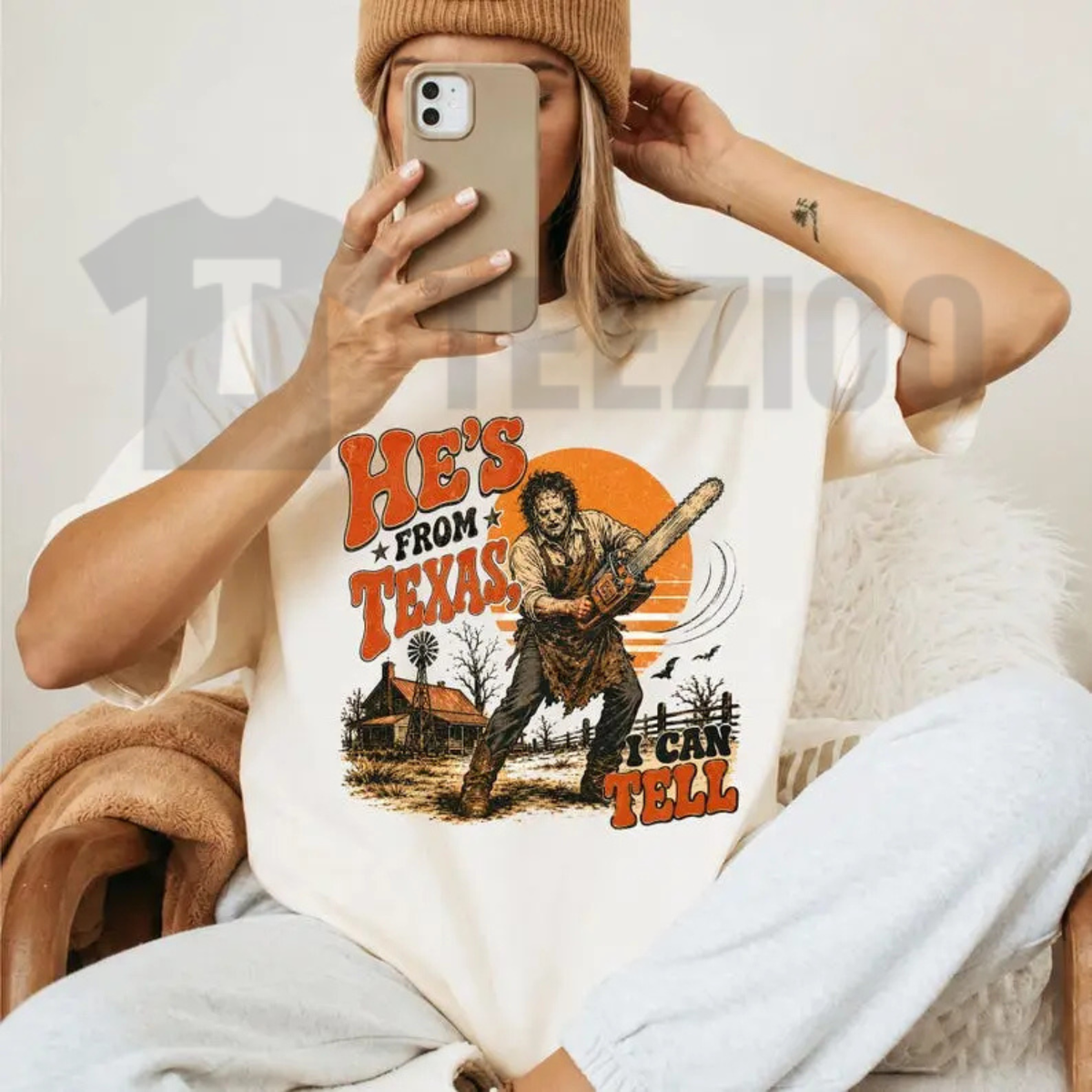 He's From Texas I Can Tell Shirt - Chainsaw Horror Graphic Tee