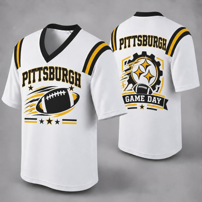 Unisex Football Fan Jersey - White V-Neck Mesh Game Day Shirt (32 Teams)