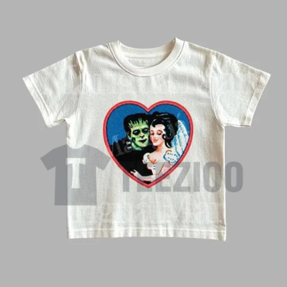 Retro Frankenstein Monster Graphic Tee - Y2K Dark Fantasy Vintage Baby Tee
