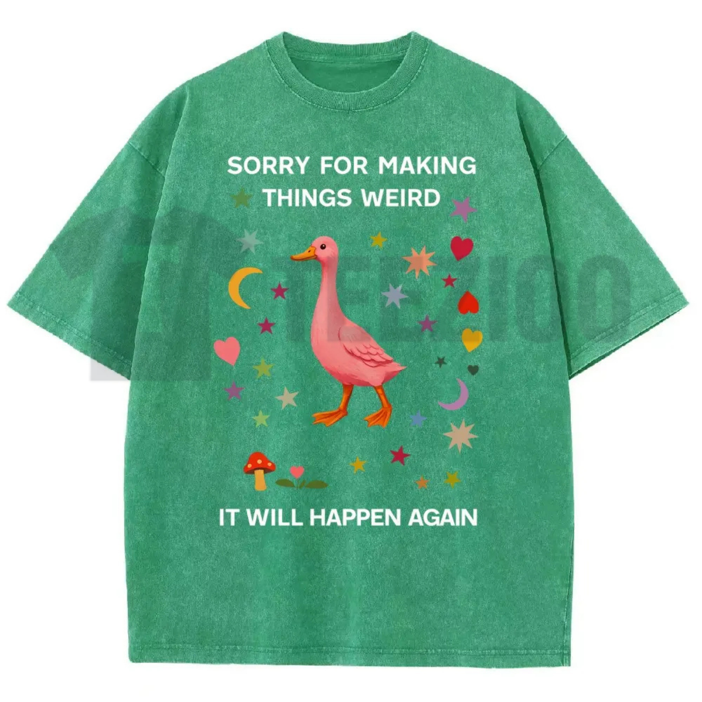 "Sorry For Making Things Weird" Funny Duck Meme Shirt - Retro Socially Awkward Acid Washed Tee