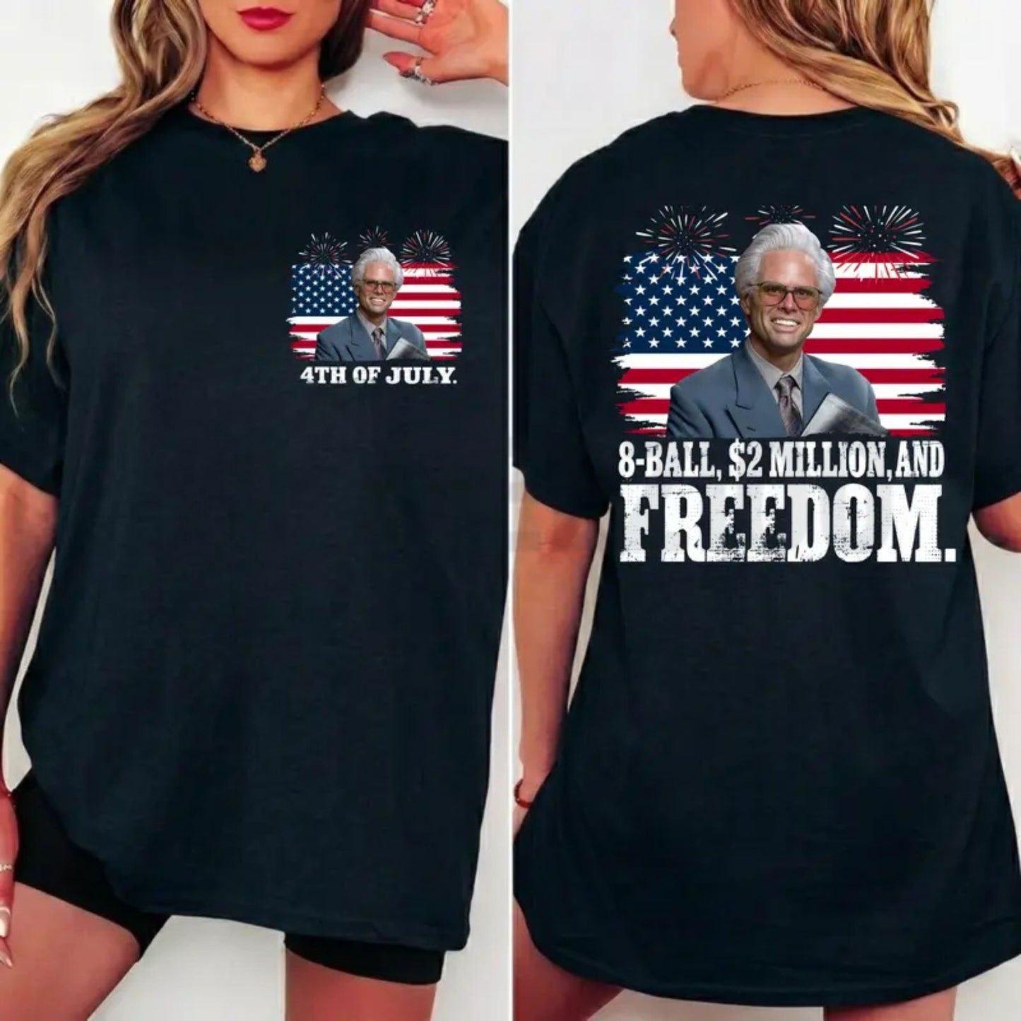 Baby Billy 4th of July 8-Ball Funny Patriotic Graphic T-Shirt