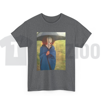 Tim Curry On IT Set Smoking Cigarette T-Shirt – Vintage Horror Movie Graphic Tee, Behind-The-Scenes Pennywise Shirt