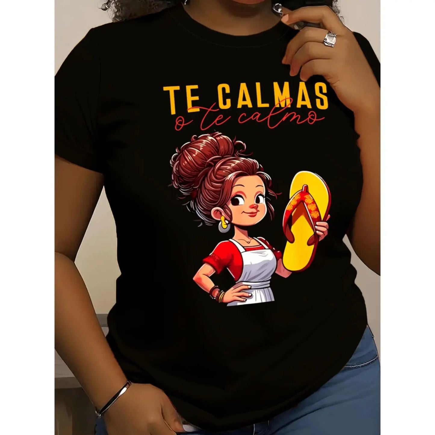 Funny "Calm Or I Will Calm You" Spanish Mom T-Shirt – Mexican Motherhood Graphic Tee, Premium 100% Cotton Latina Humor Top, Made in USA