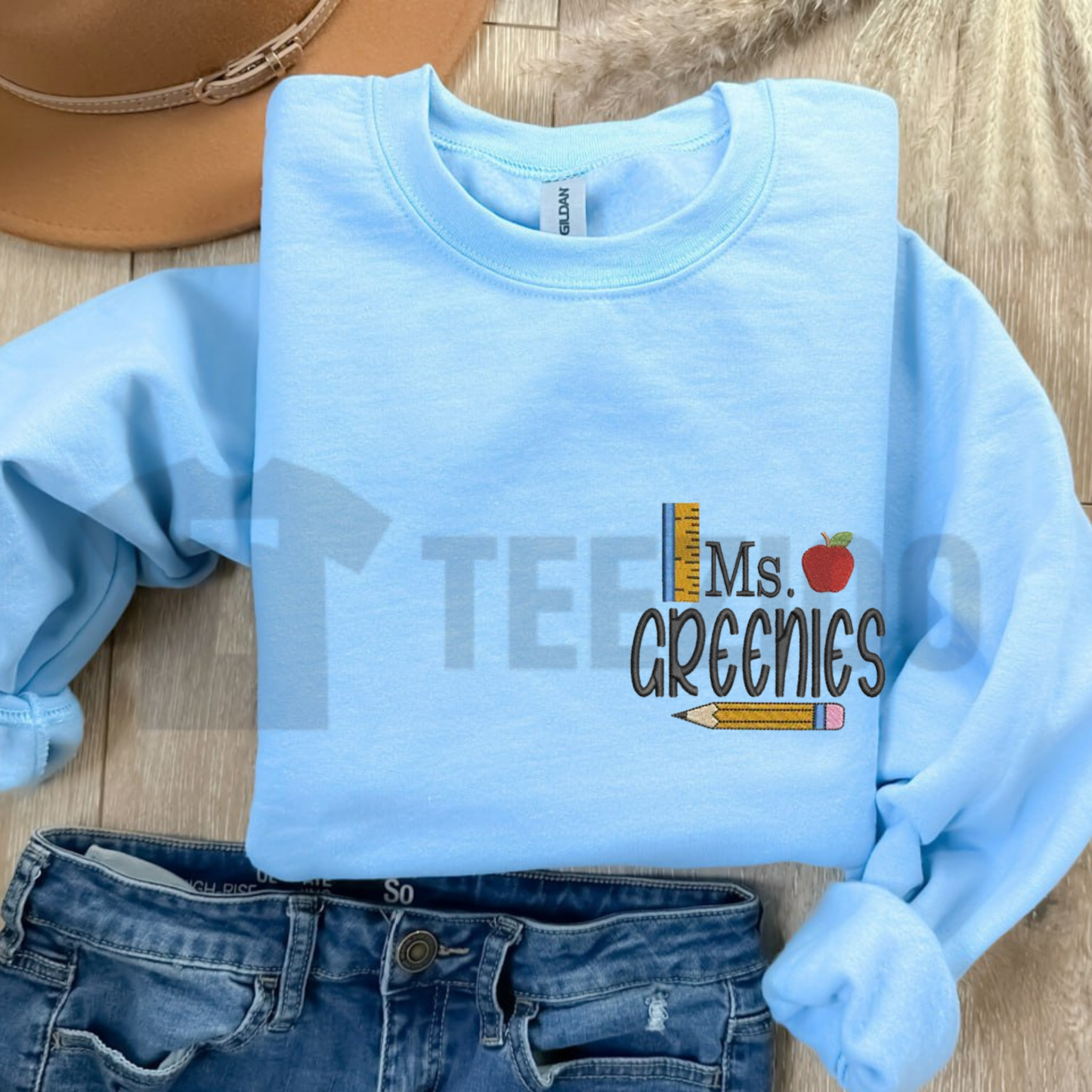 Personalized Teacher Sweatshirt - Custom Embroidered Name Educator Crewneck