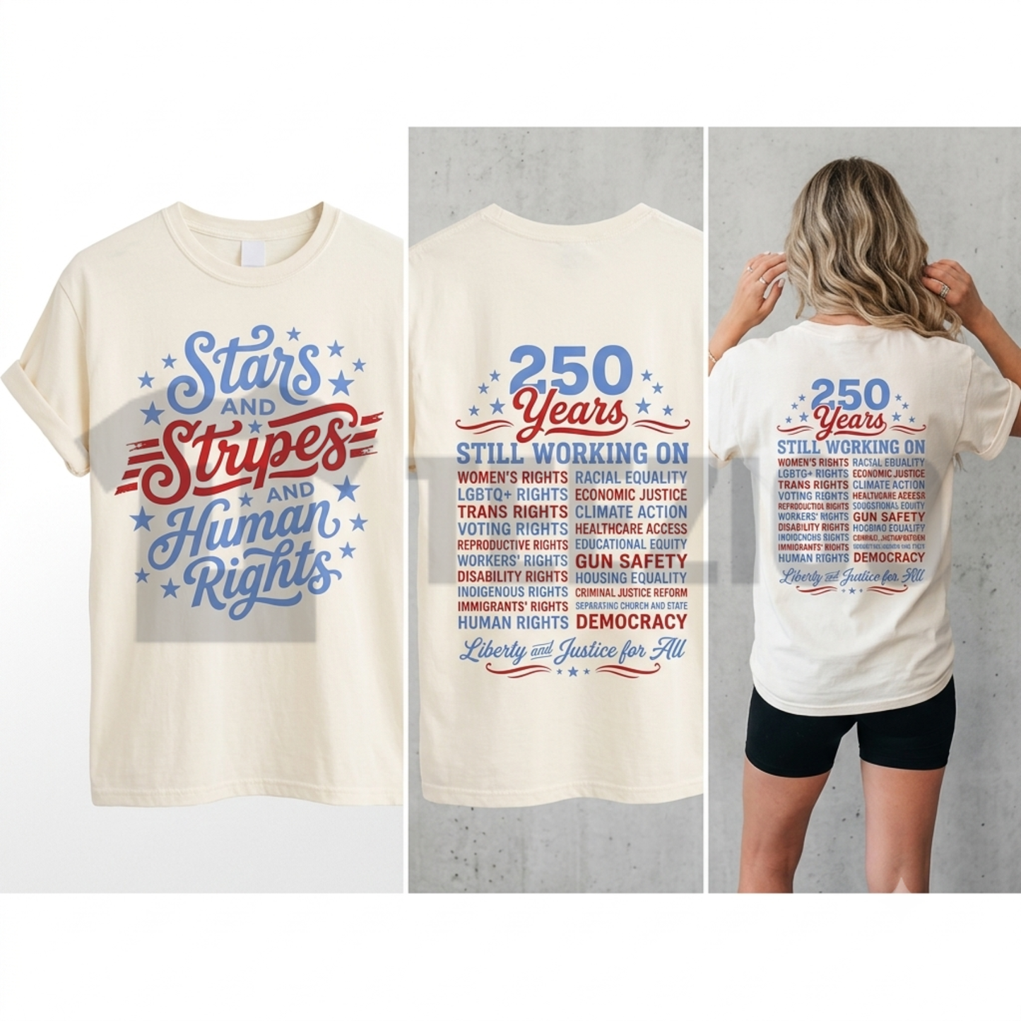Stars Stripes & Human Rights 250th Anniversary Tee