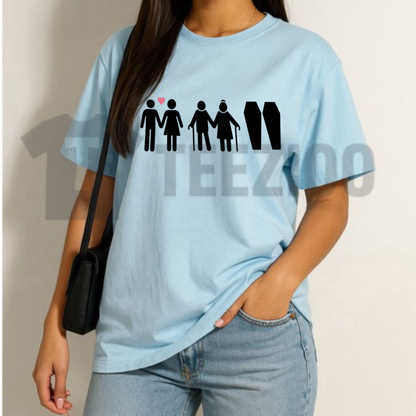 Till Death Do Us Part Life Journey Couple T-Shirt - Romantic Skeleton Graphic Tee