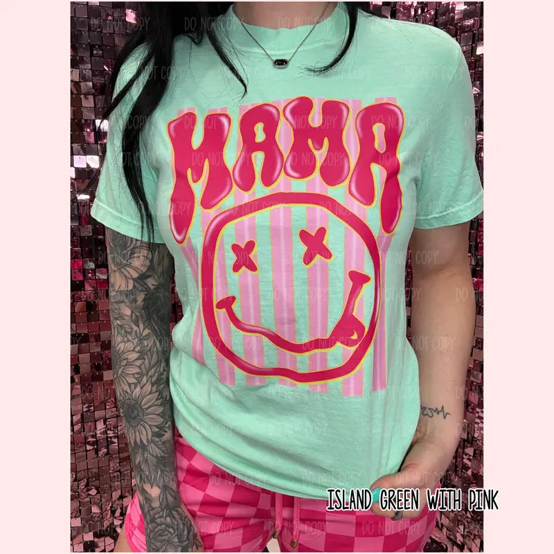 Neon Mama Stripes Shirt – Retro Electric Graphic Tee