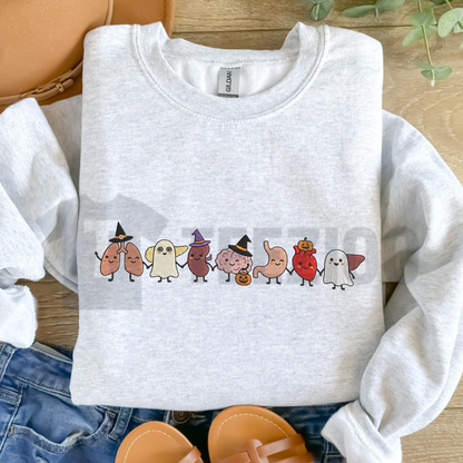 Halloween Anatomy Embroidered Sweatshirt - Spooky Medical Skeleton Crewneck