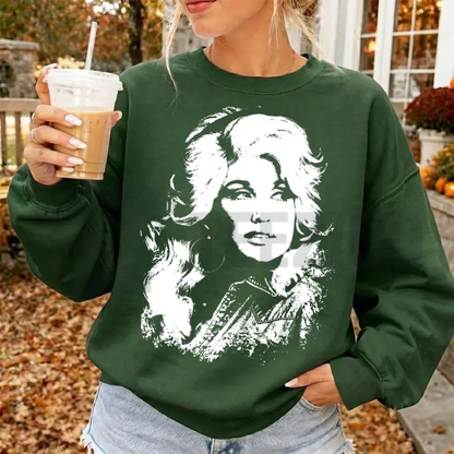 Dolly Parton Tribute Sweatshirt - Retro Country Music Legend Portrait Crewneck