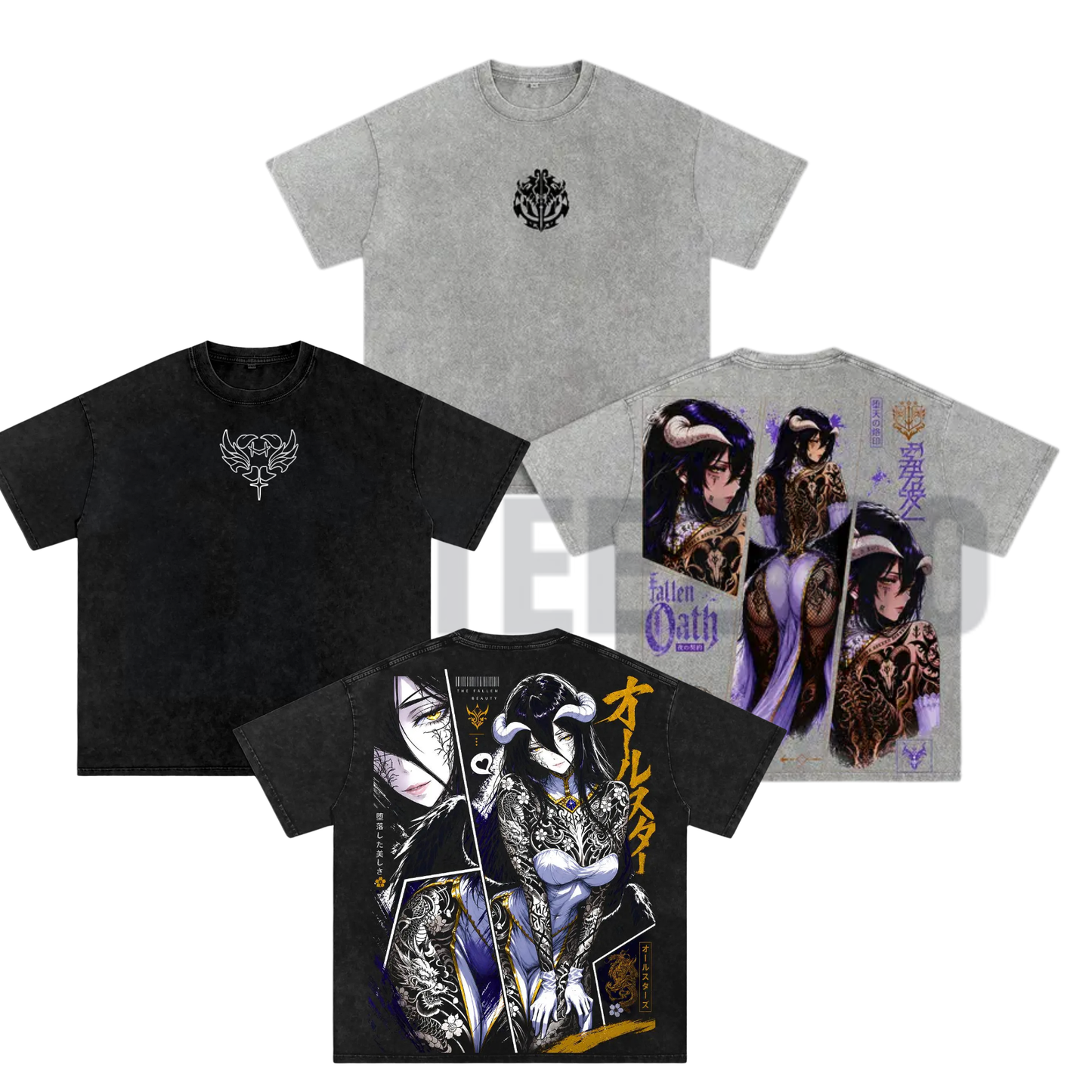 Albedo Succubus Anime T-Shirt - Retro Overlord Vintage Washed Graphic Tee
