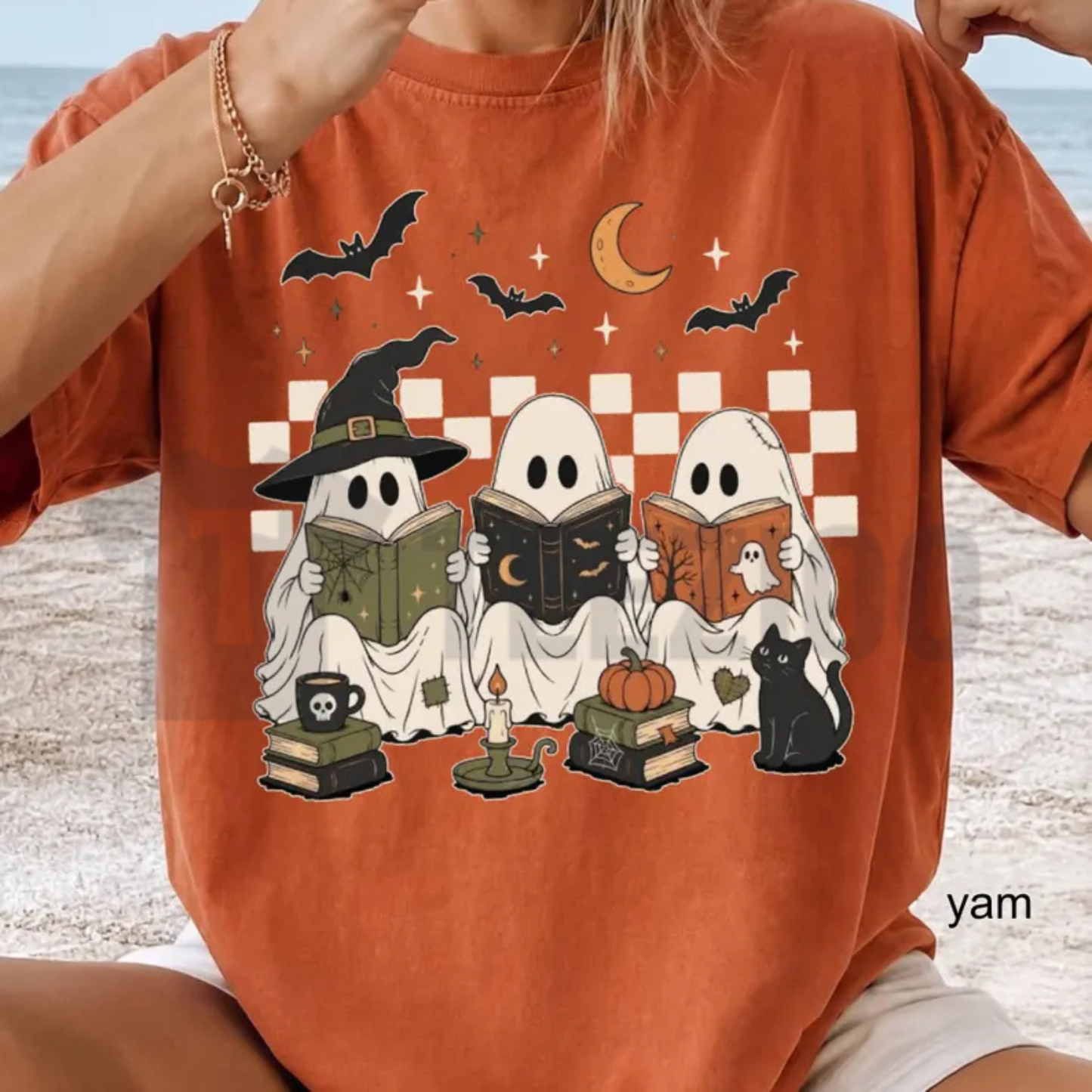 Ghost Book Reader Shirt - Spooky Season Book Lover & Teacher Tee