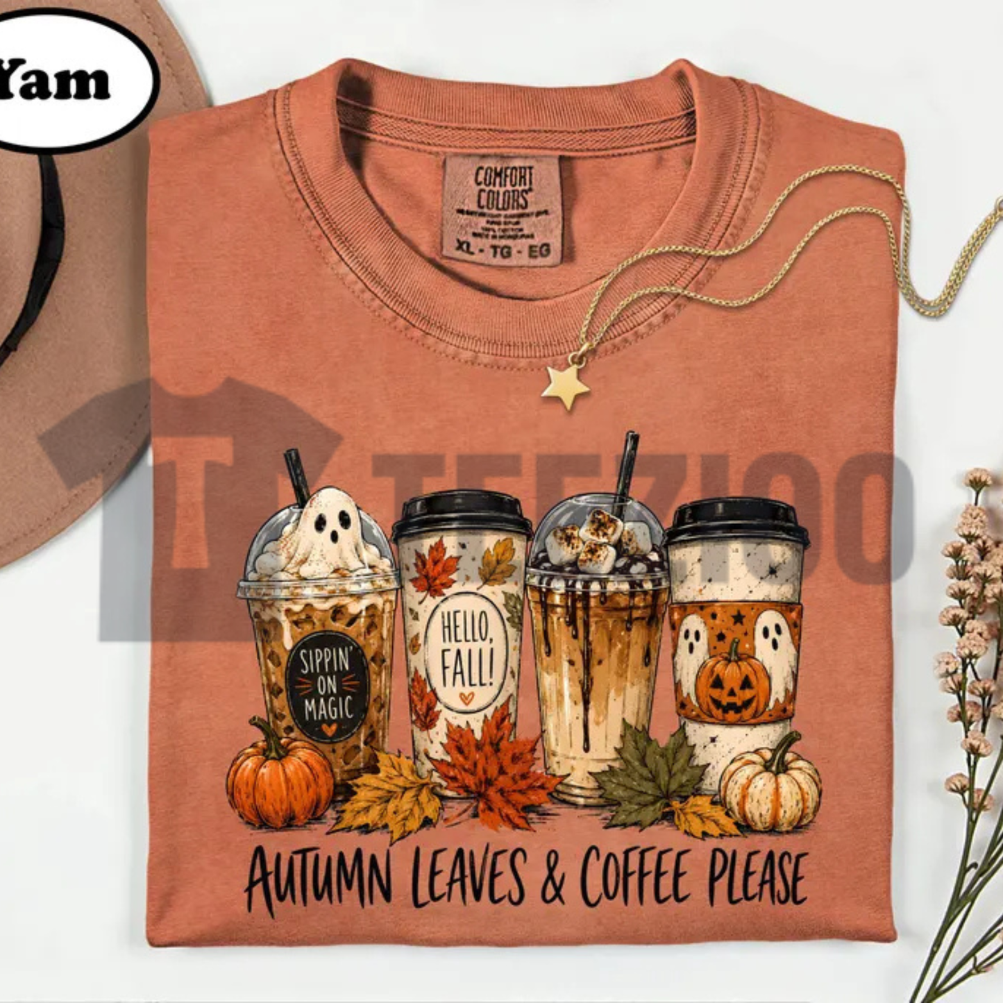 Comfort Colors® Ghost Coffee Cup Shirt - Spooky Season Fall Graphic Tee