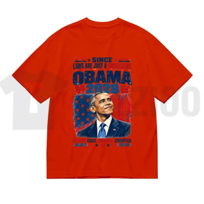 Retro Campaign Typography Top – Obama 2028 Bold Election Graphic Apparel