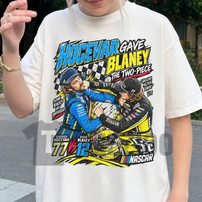 Ryan Blaney vs Carson Hocevar Shirt - NASCAR Racing Rivalry Graphic Tee