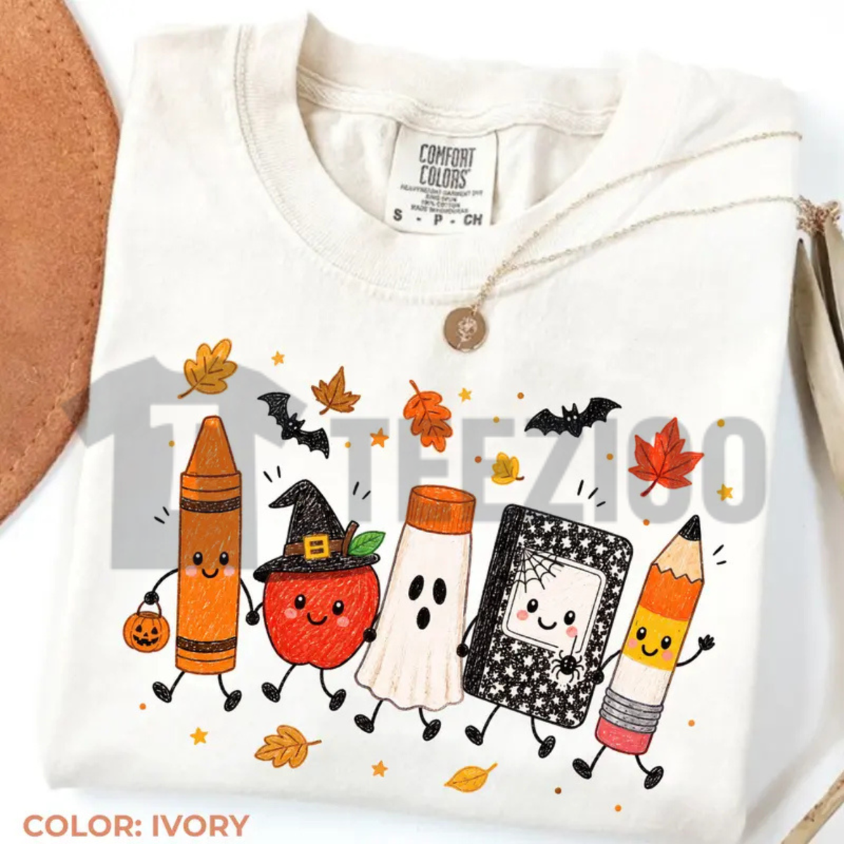 Comfort Colors® Halloween Teacher Shirt - Cute Spooky School Doodles Tee