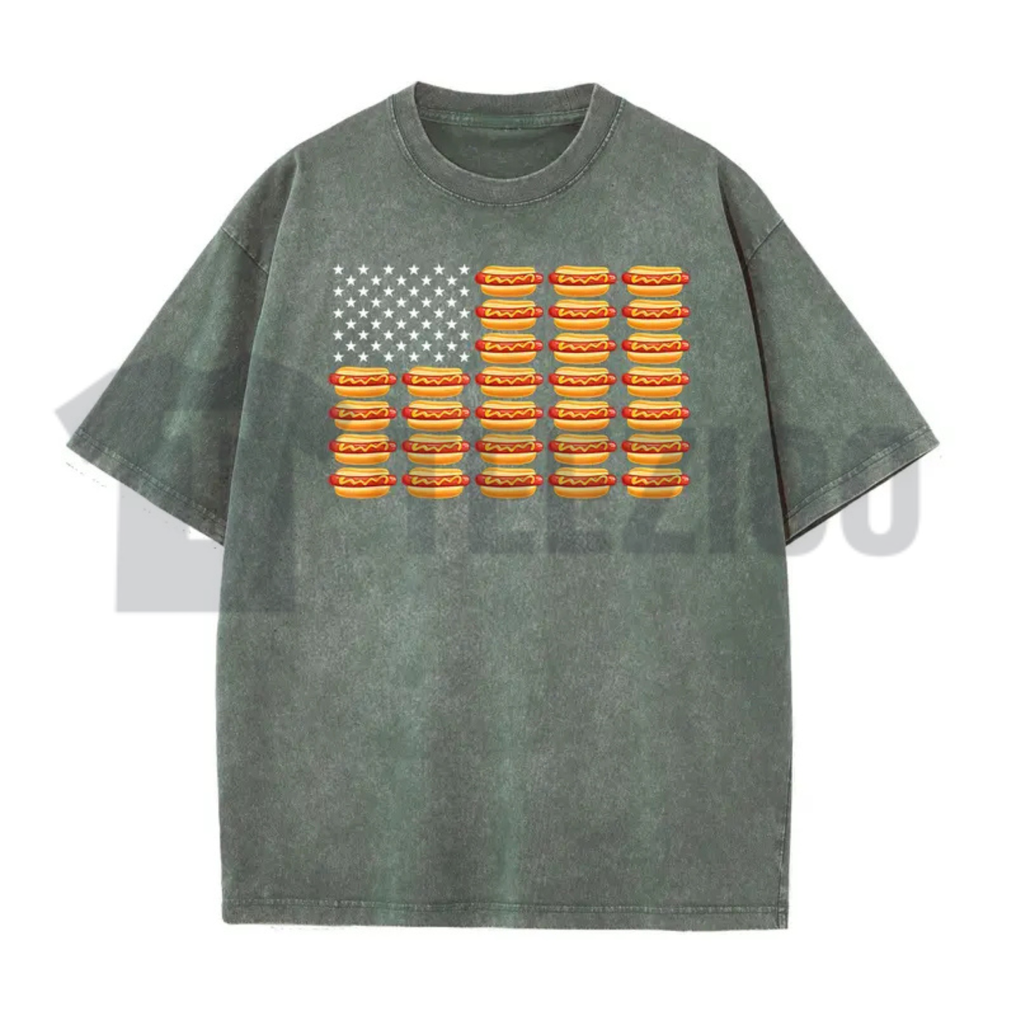 July 4th Hot Dog T-Shirt – Retro American Flag Patriotic Summer BBQ Tee