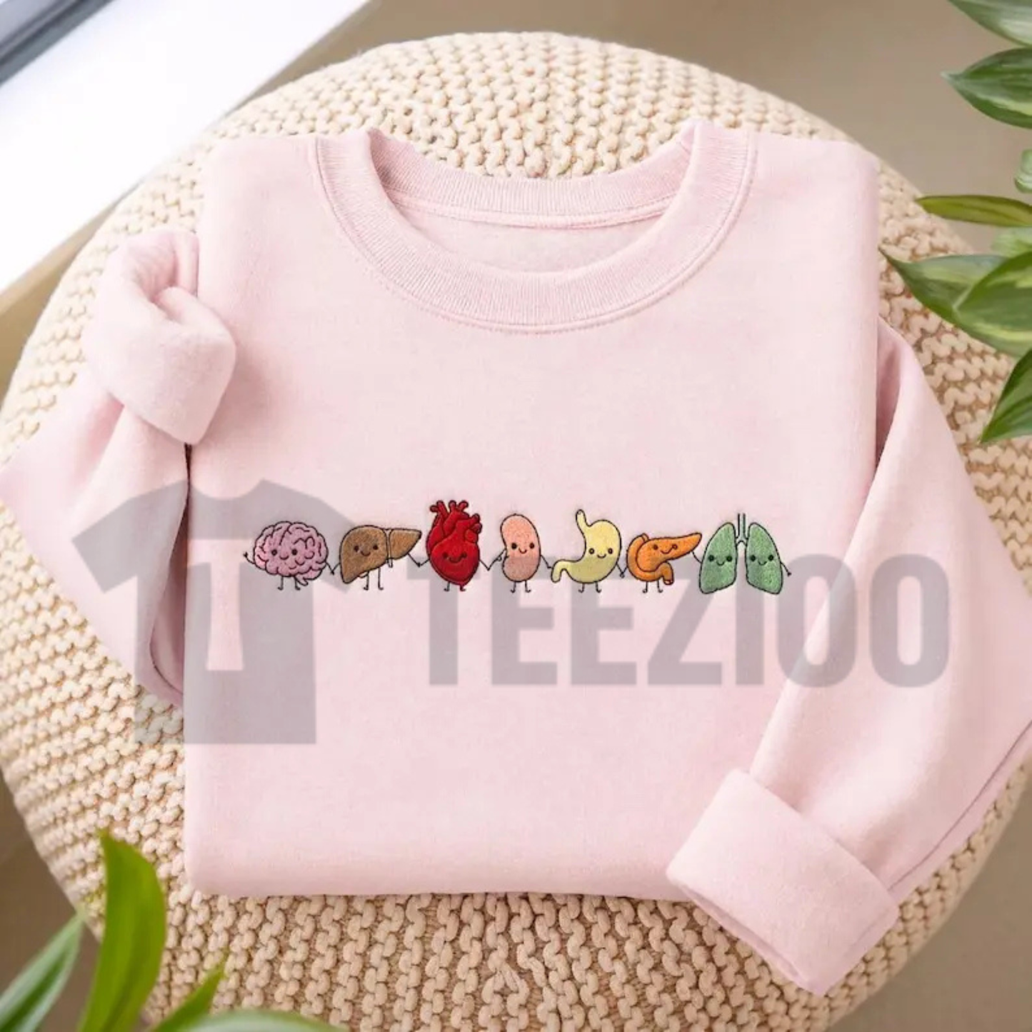 Cute Organ Friends Embroidered Sweatshirt - Funny Anatomy Gift for Nurses & Students