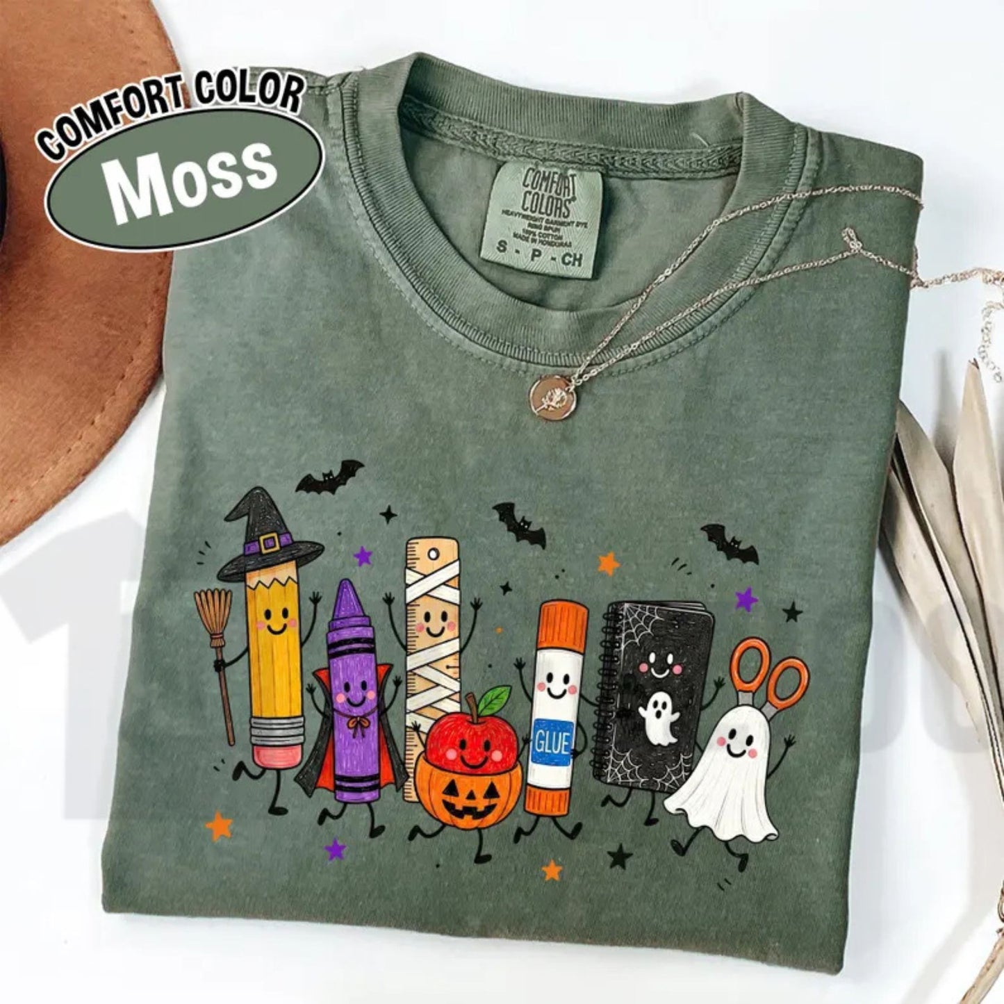 Comfort Colors Halloween Teacher Shirt – Spooky School Supplies Ghost Tee