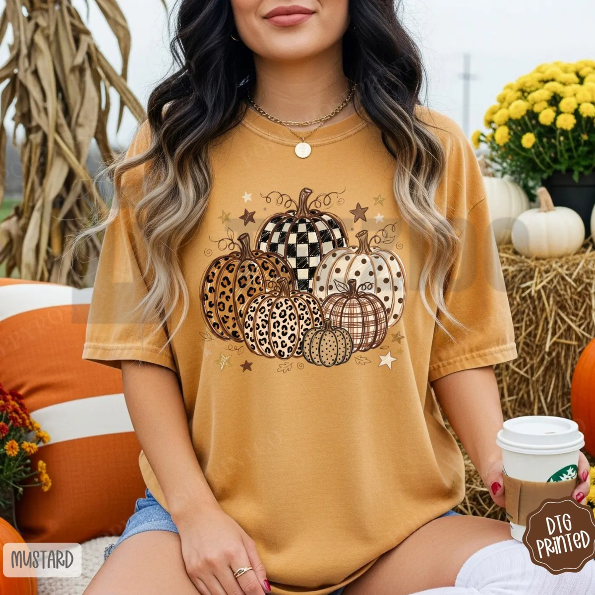 Fall Pumpkins Shirt - Trendy Vintage Autumn Harvest Graphic Tee