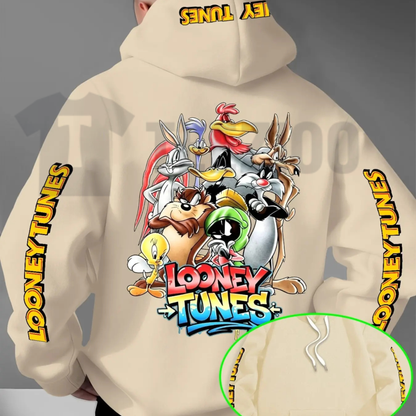 Looney Tunes Gradient Print Hoodie - Vintage Retro Cartoon Streetwear Pullover