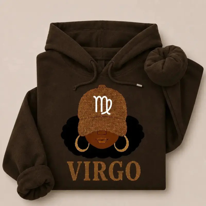 "Zodiac Slay Girl" Afro Zodiac Hoodie - Cozy Horoscope Graphic Pullover