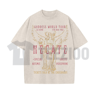 Hecate Goddess World Tour Shirt - Dark Academia Gothic Vintage Washed Graphic Tee