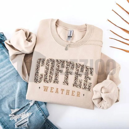 Retro Coffee Weather Sweatshirt - Pumpkin Spice Fall Coffee Lover Crewneck