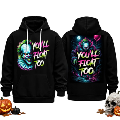 Horror Movie Villain Double Sided Hoodie - Retro Neon Scary Character Pullover
