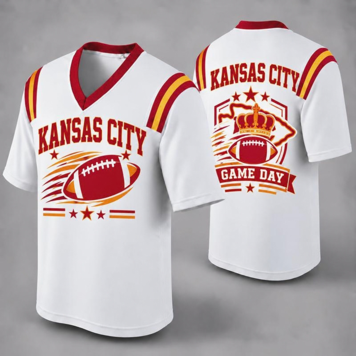 Unisex Football Fan Jersey - White V-Neck Mesh Game Day Shirt (32 Teams)