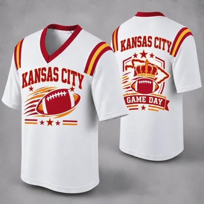 Unisex Football Fan Jersey - White V-Neck Mesh Game Day Shirt (32 Teams)