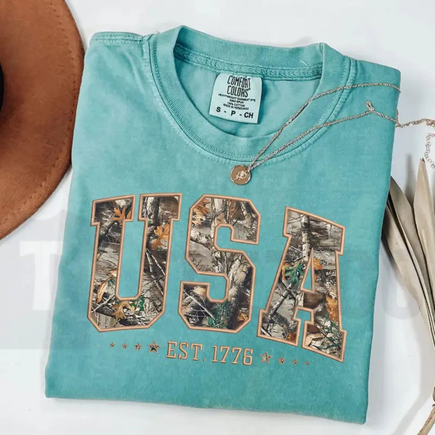 Camo USA Comfort Colors Shirt – Retro Patriotic 4th of July Hunting Tee