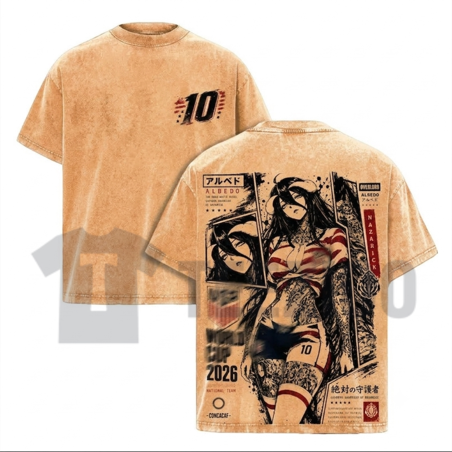 Albedo Overlord Anime T-Shirt - Retro Double Printed Guardian Graphic Tee