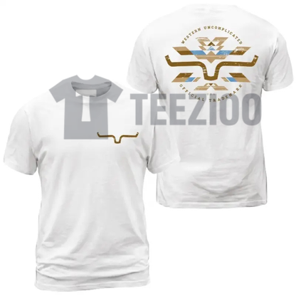Kimes Ranch Horn Logo Aztec Print Shirt - Western Style Graphic Cotton Tee