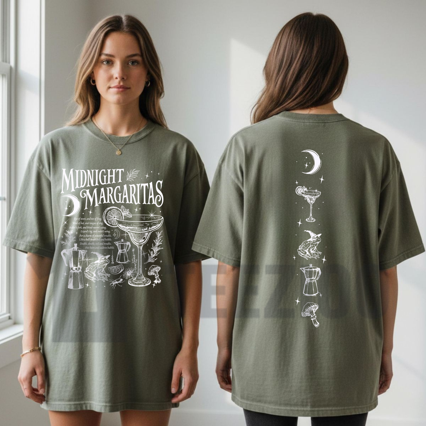 "Midnight Margaritas" 2-Sided T-Shirt - Retro Witchy Graphic Tee