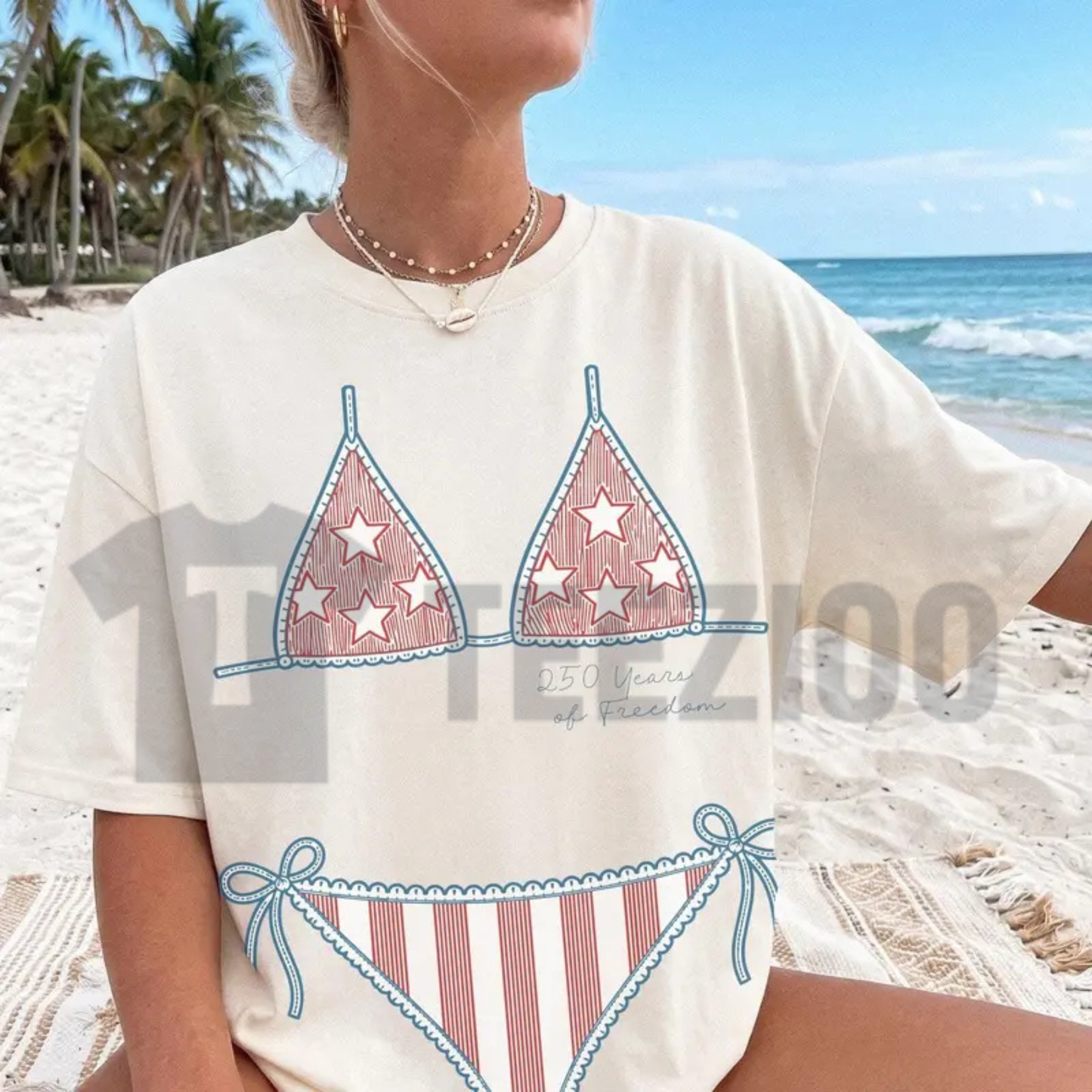 Preppy Bikini Bow 4th of July Shirt | Comfort Colors Tee