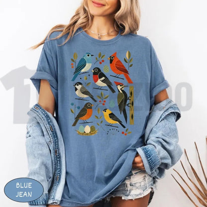 Retro Backyard Birds Cardinal Bluebird Comfort Colors T-Shirt