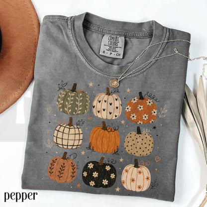 Boho Pumpkin Comfort Colors Shirt – Cute Fall Autumn Pattern Tee
