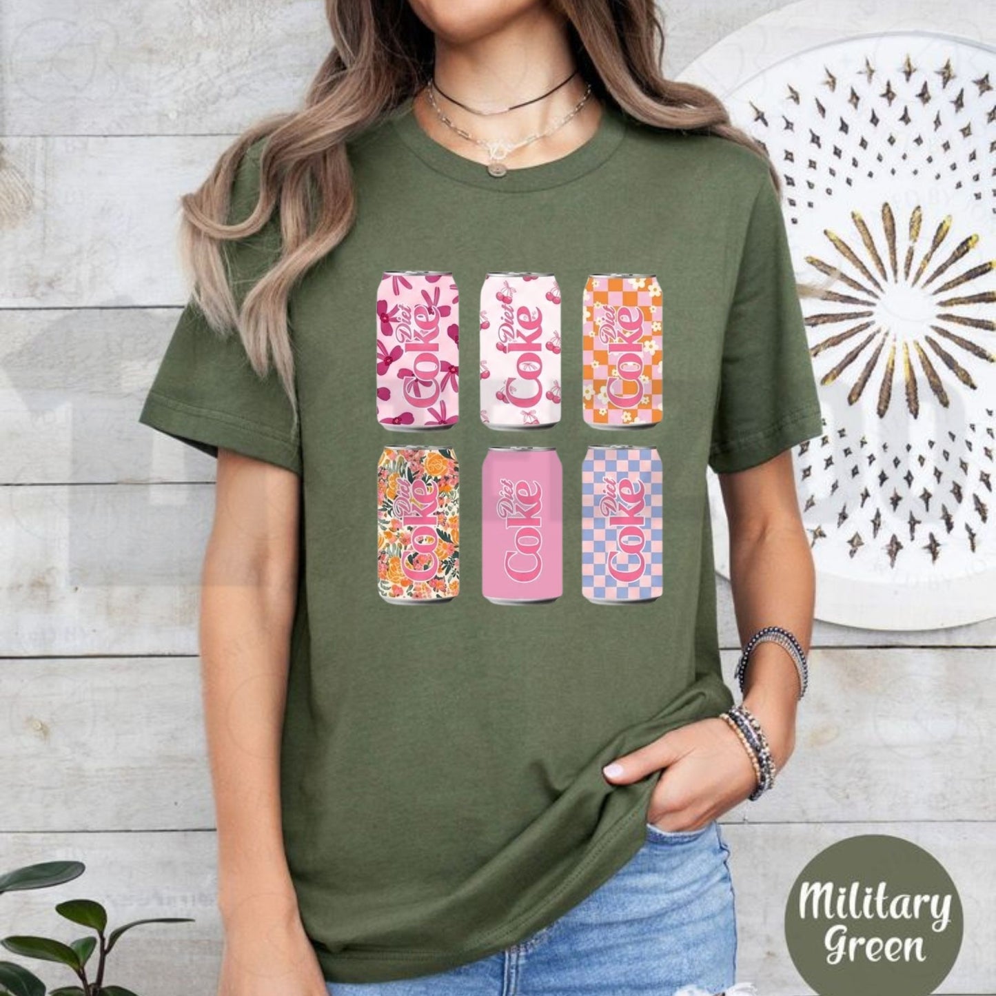 Womens Diet Soda Graphic Top Retro Summer Casual T-Shirt