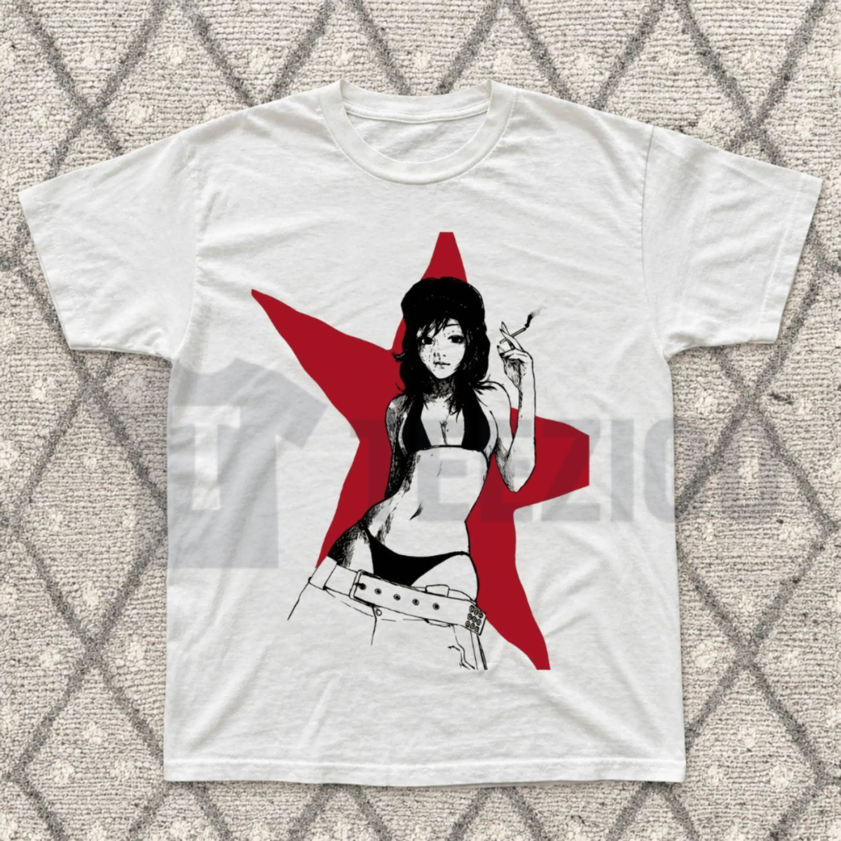 Cyberpunk Red Star Anime Girl Shirt - Vintage Futurist Graphic Tee
