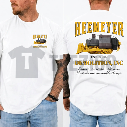 "Heemeyer Demolition Inc" T-Shirt - Vintage Heavy Equipment Mechanic Tee