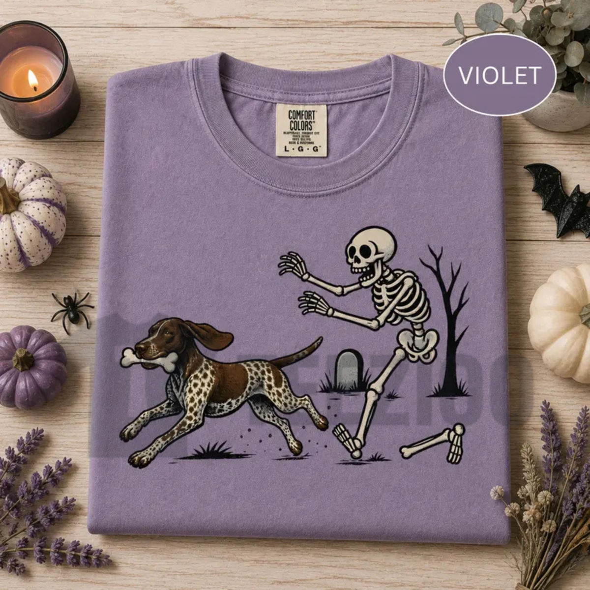 Funny Halloween GSP Shirt - German Shorthaired Pointer Skeleton Tee