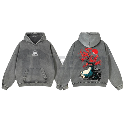 Japanese Ink Wash Plum Blossom Hoodie - Oriental Art Graphic Pullover