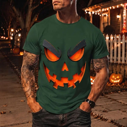 Spooky Halloween Top – Men's Scary Evil Jack O' Lantern Graphic Apparel