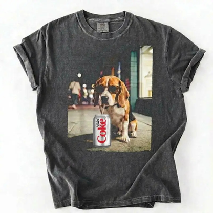 Dogs Drinking Diet Soda T-Shirt – Retro Golden Retriever Graphic Tee