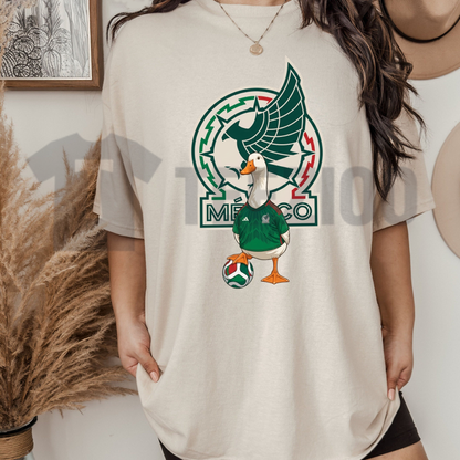 Mexico 26 Funny Goose Cup T-Shirt - Vintage Mexican Duck Flag Soccer Tee
