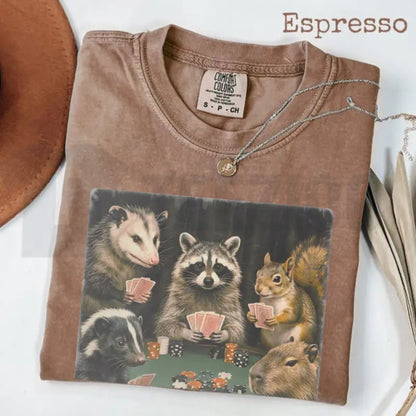 Comfort Colors Animals Playing Poker Premium Vintage Graphic T-Shirt