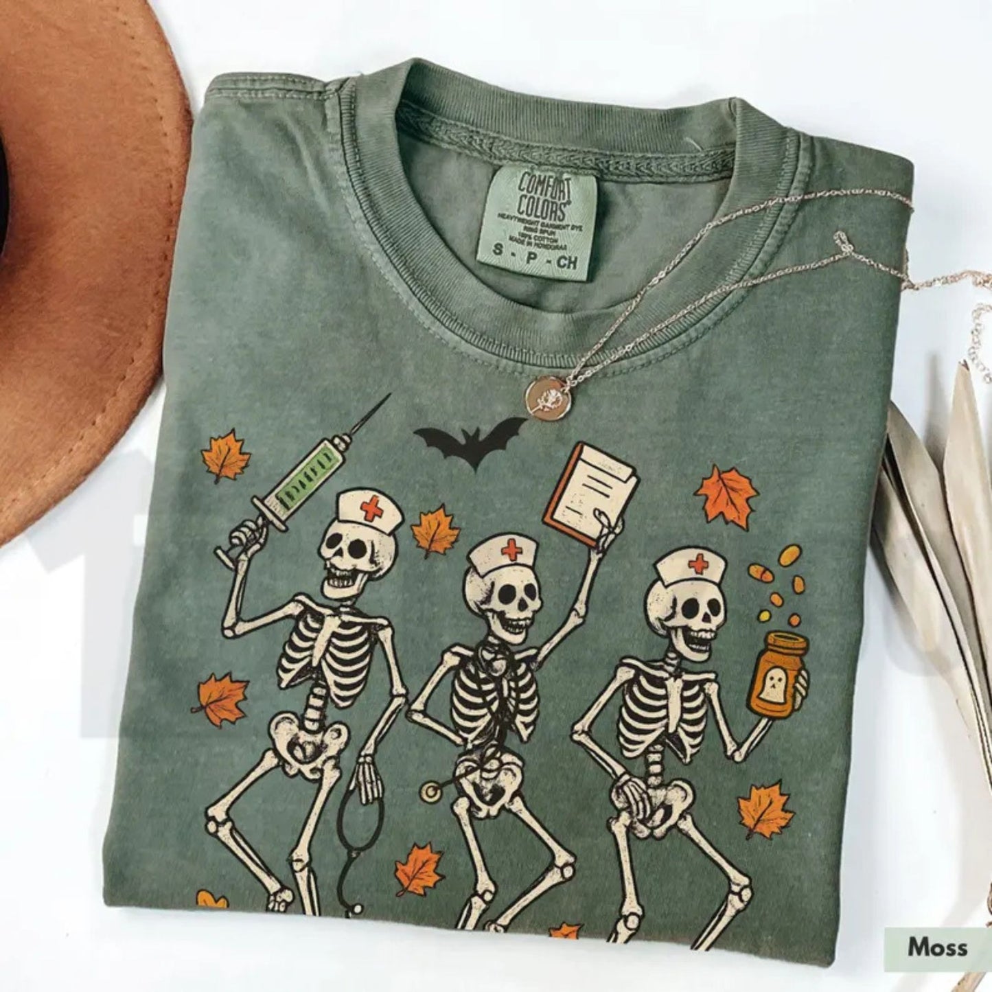 Spooky Season Nurse Skeleton Comfort Colors Shirt – Halloween RN Fall Tee