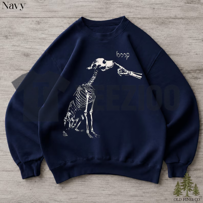 Funny Boop Dog Skeleton Halloween Sweatshirt - Spooky Dog Lover Crewneck