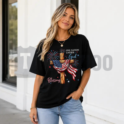 One Nation Under God Cross Shirt | Christian Patriotic Tee